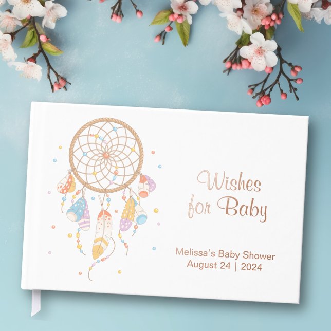 Libro De Visitas Boho Relieve metalizado Baby Shower White (Subido por el creador)