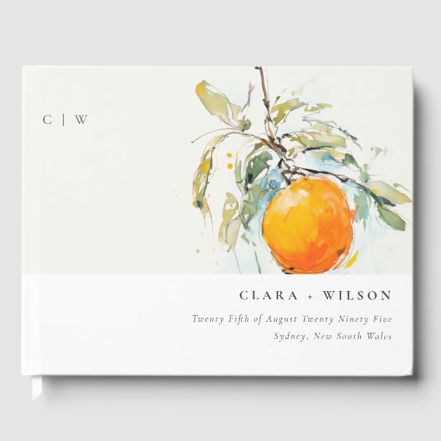 Libro De Visitas Boho Resumen Boetchy Naranja Boda Jardín (Anverso)