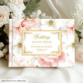 Libro De Visitas Boho Rubor Ivory Gold Boda invitado