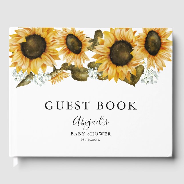 Libro De Visitas Boho Sunflower Baby Shower (Anverso)