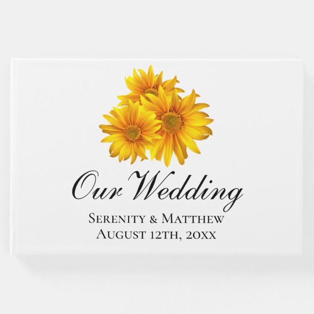 Libro De Visitas Boho Sunflowers Country Yellow Floral Boda (Anverso)