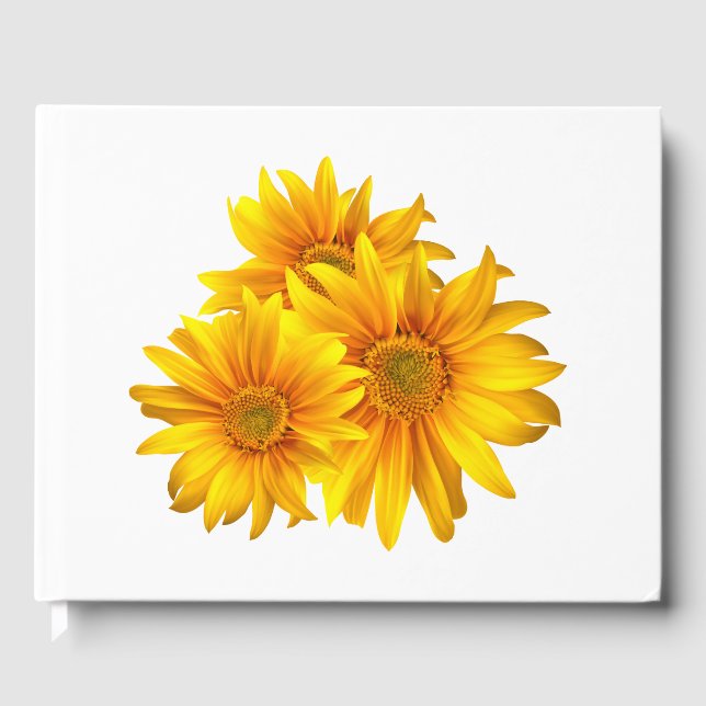 Libro De Visitas Boho Sunflowers Country Yellow Floral Boda (Anverso)