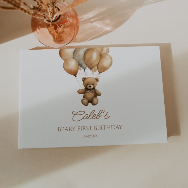 Libro De Visitas Boho Teddy Bear Beary First Birday Party (Subido por el creador)