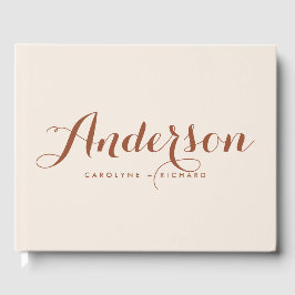 Libro De Visitas Boho Terracotta Boda de caligrafía moderna