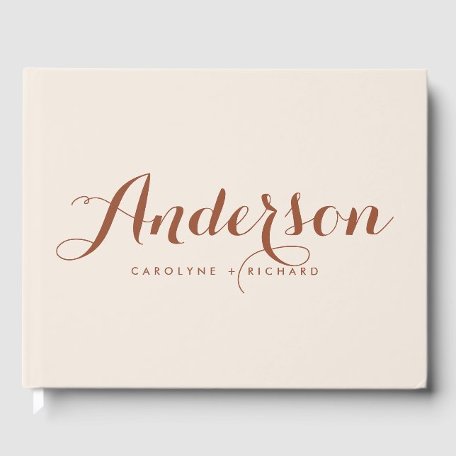 Libro De Visitas Boho Terracotta Boda de caligrafía moderna (Anverso)