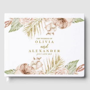 Libro De Visitas Boho Tropical Dried Floral Palm hojas boda