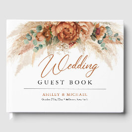 Libro De Visitas Boho tropical terracota floral pampas boda