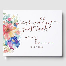 Libro De Visitas Boho Vibrant Flowers Boda Guest Book Romantic