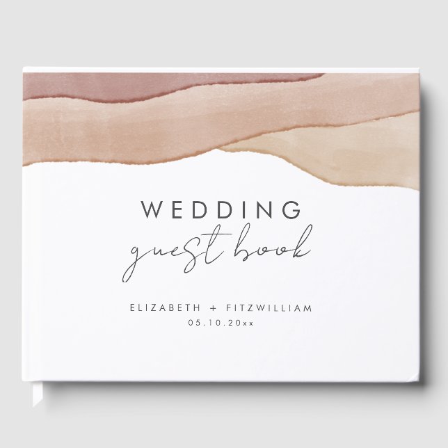 Libro De Visitas Boho Watercolor Abstract Boda (Anverso)