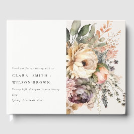 Libro De Visitas Boho Watercolor Autumn Floral Bunch Boda
