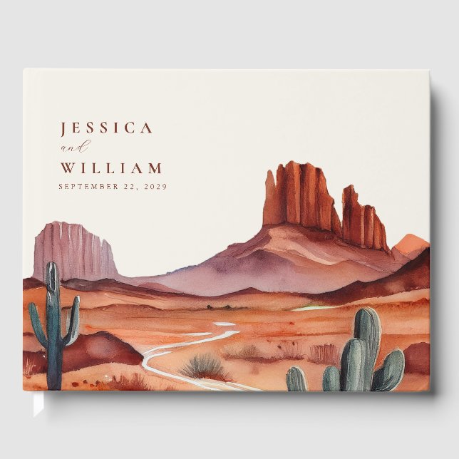 Libro De Visitas Boho Watercolor Desert Boda (Anverso)