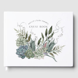 Libro De Visitas Boho Watercolor Succulens Baby Shower