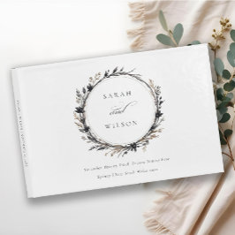 Libro De Visitas Boho Wildflower Black Brown Fall Wreath Boda