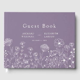 Libro De Visitas Boho Wildflower Boda de acuarela moderna