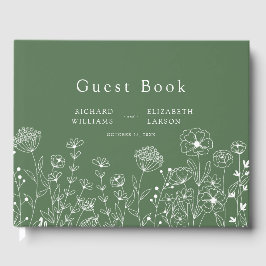 Libro De Visitas Boho Wildflower Boda de acuarela moderna
