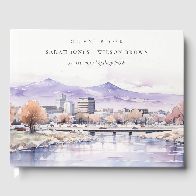 Libro De Visitas Boise, Idaho Watercolor Landscape Wedding (Anverso)