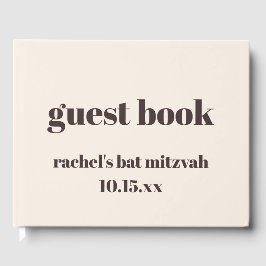Libro De Visitas Bold Brown Cream Modern Custom Cute Bat Mitzvah