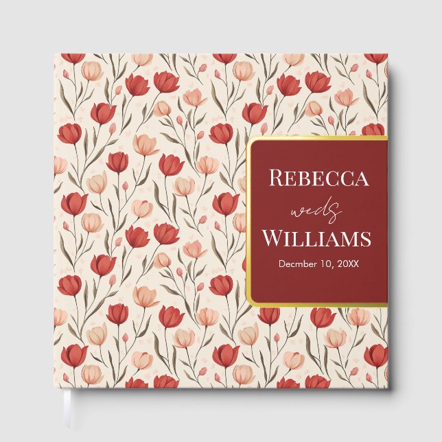 Libro De Visitas Bold Tulip Boho Wedding Guest Book (Anverso)