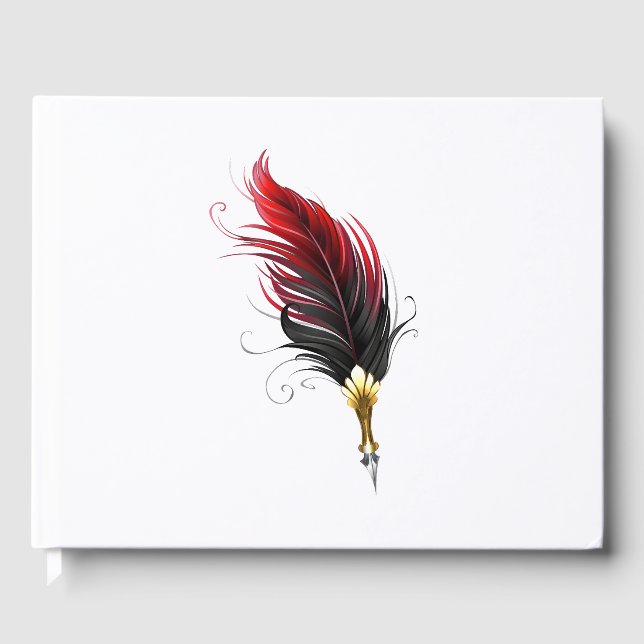 Libro De Visitas Bolígrafo pluma roja con plumilla dorada (Anverso)