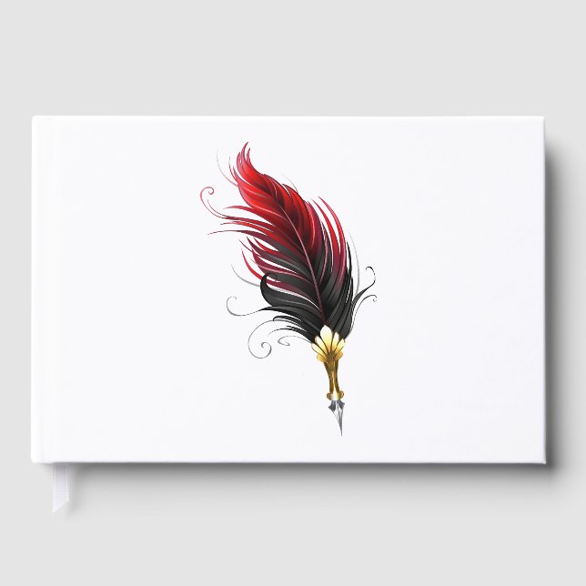 Libro De Visitas Bolígrafo pluma roja con plumilla dorada (Anverso)