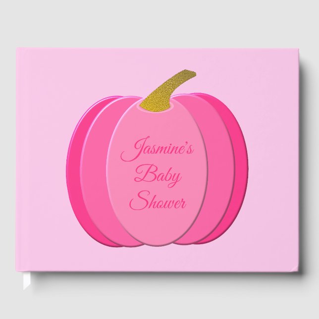 Libro De Visitas Bonito Bebé Rosa Personalizado Calabaza Baby Showe (Anverso)
