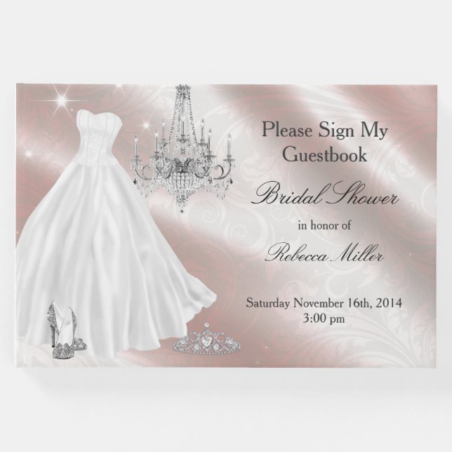 Libro De Visitas Bonito Boda Vestido Bridal Shower (Anverso)