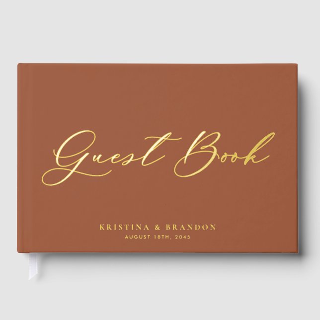 Libro De Visitas Bonito caligrafía moderna Boda de fotografía Terra (Anverso)