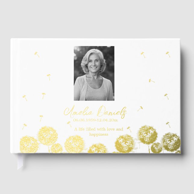 Libro De Visitas Bonito Dandelion en foto de memoria (Anverso)