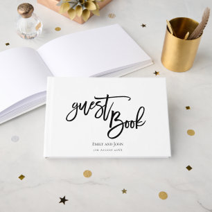 Libro De Visitas Bonito guión Tipografía negra y Boda de borde