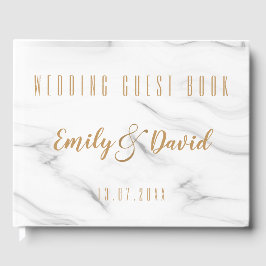 Libro De Visitas Bonito Marble Marble Blanco Elegante Boda Keepsake