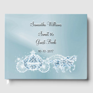 Libro De Visitas Bonito Sky Blue Princess Coach & Horses Sweet 16