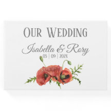 Bonito Watercolor Red Poppies Boda Guestbook