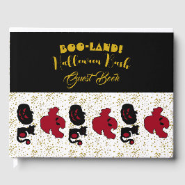 Libro De Visitas BOO Land Halloween Bash Black Cat Gold Purpurina
