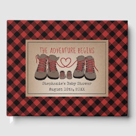 Libro De Visitas Boots de excursión Buffalo Plaid Adventure Baby Sh