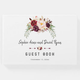 Libro De Visitas Borgoña Rubor Floral HandWriting Wedner Planner