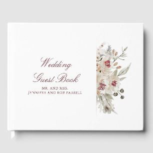 Libro De Visitas Borgoña y Boda floral de marfil