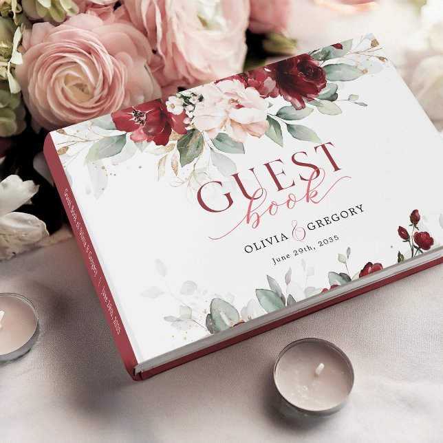 Libro De Visitas Borgoña y Boda floral rosa Rubor (Subido por el creador)