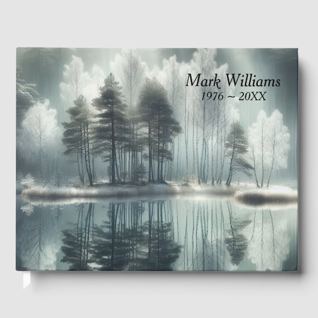 Libro De Visitas Bosque invernal de simpatía con reflejo del lago (Anverso)