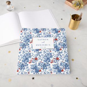 Libro De Visitas Botánico Floral Azul Elegante