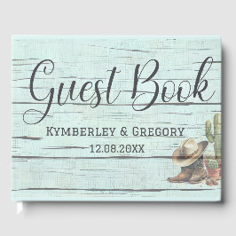 Libro De Visitas Botas Vaqueras de Campo con Turquesa Rústica Sombr