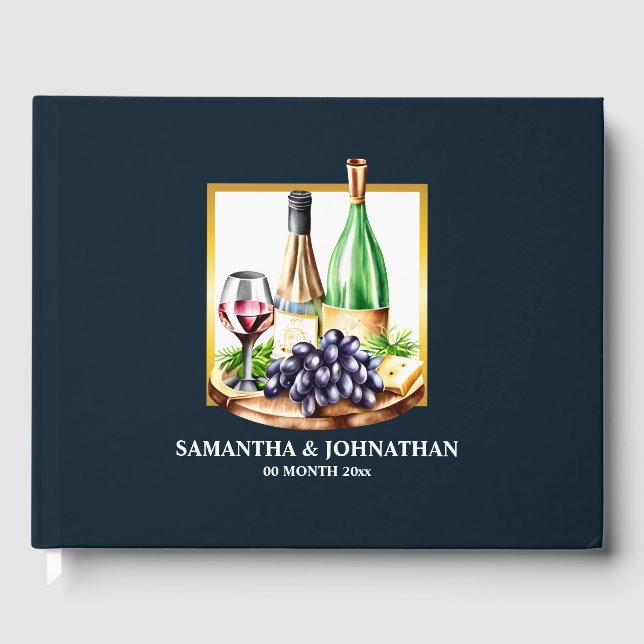 Libro De Visitas Botellas de vino acuático país vinícola (Anverso)