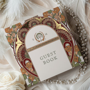Libro De Visitas Bougainvillea Burgundy Naranja Boda de oro