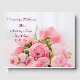 Libro De Visitas Bouquet De Rosas Rosa 100 cumpleaños