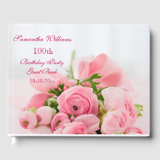 Libro De Visitas Bouquet De Rosas Rosa 100 cumpleaños