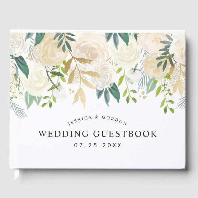 Libro De Visitas Bouquet rosa blanco | BODA (Anverso)