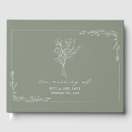 Libro De Visitas Bouquet Sage Green Boda Floral Guest Book