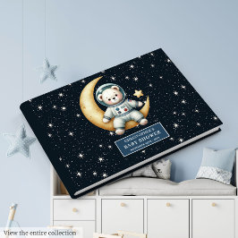 Libro De Visitas Boy Baby Shower Guest Book Space Teddy Bear