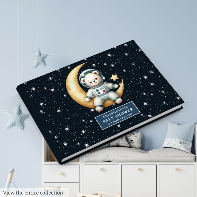 Libro De Visitas Boy Baby Shower Guest Book Space Teddy Bear (Boy Baby Shower Guest Book Space Teddy Bear)