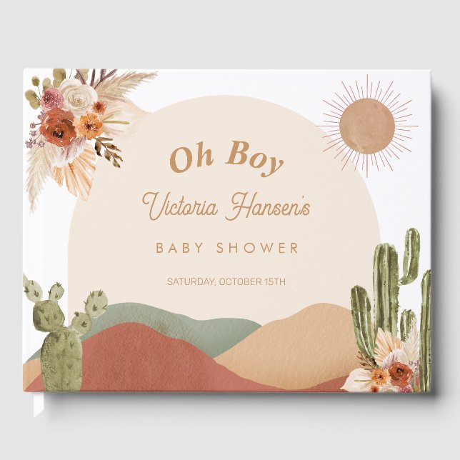 Libro De Visitas Boy Baby Shower Guestbook Boho Desert Southwestern (Anverso)
