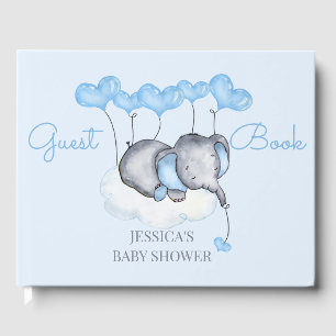 Libro De Visitas Boy Elephant Blue Baby Shower